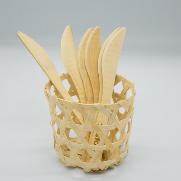 Hotel Restaurant Bamboo Knives Forks And Spoons Set Long 168mm Natural Color