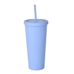 China Colorful 450/650ml Candy Color Double Insulated Plastic Tumblers Acrylic Matte Tumbler With Straw Vacuum Sealed Insulation Splash Proof Design wholesale