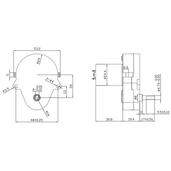 6VDC 12VDC 24VDC Dc Gear Motor RF520 RF500 Pear Shape 1.15RPM GM48B