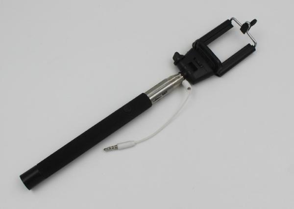 Quality Adjustable Wired Selfie Stick For Smartphone , Hand Held Selfie Extension Pole for sale