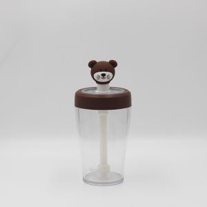 China Plastic Cartoon Reusable Straw Water Bottle Customized Label Logo wholesale