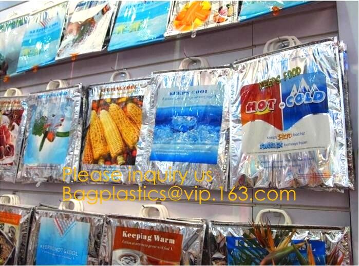 Custom Packing Aluminum Foil Zip-Lock Grocery Handle Thermal Insulation Cooler Bag For Outdoors,Promotional Insulated La