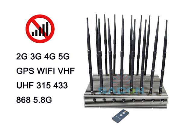Quality 16 Antennas 5G Network Blocker Device 5-8w Each Band 315Mhz 433Mhz VHF UHF All GPS for sale