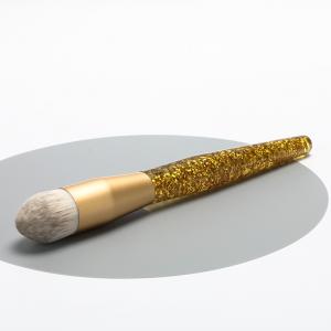 China OEM Short Round Domed Liquid Foundation Makeup Brush With Longer Glitter Handle on sale