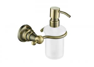 China Wall Mounted Soap Dispenser Antique Brass With Brass Pump PP Bottle wholesale