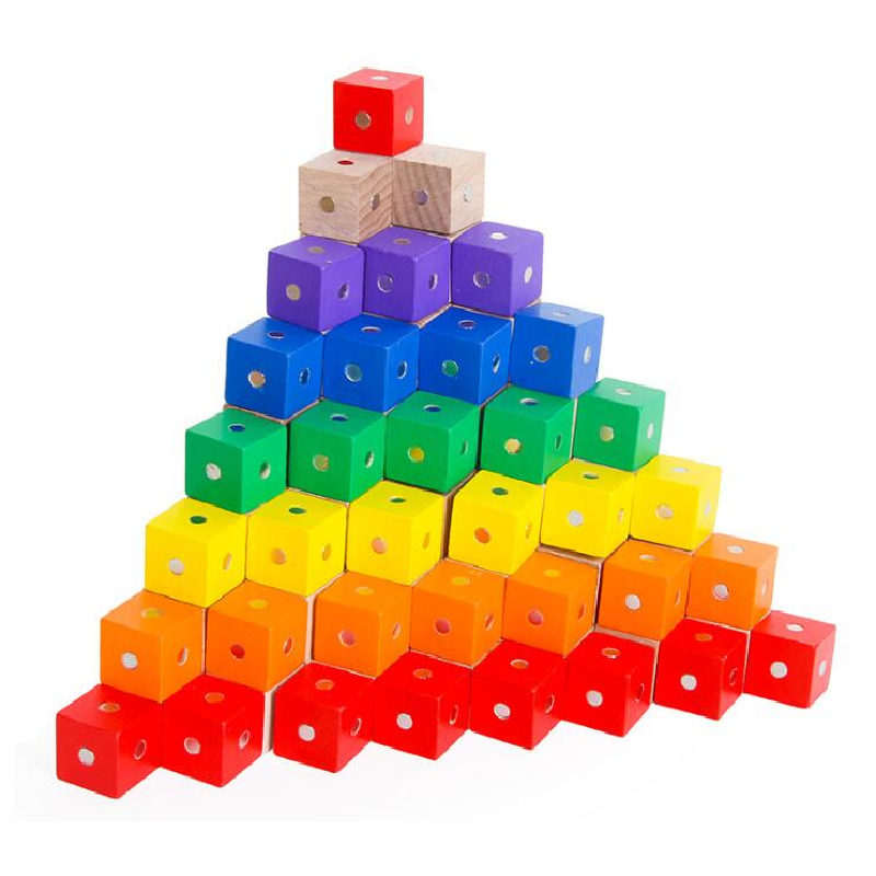 Educational Square Cube Rainbow Magnetic Blocks 10pc 2X2X2cm Wooden