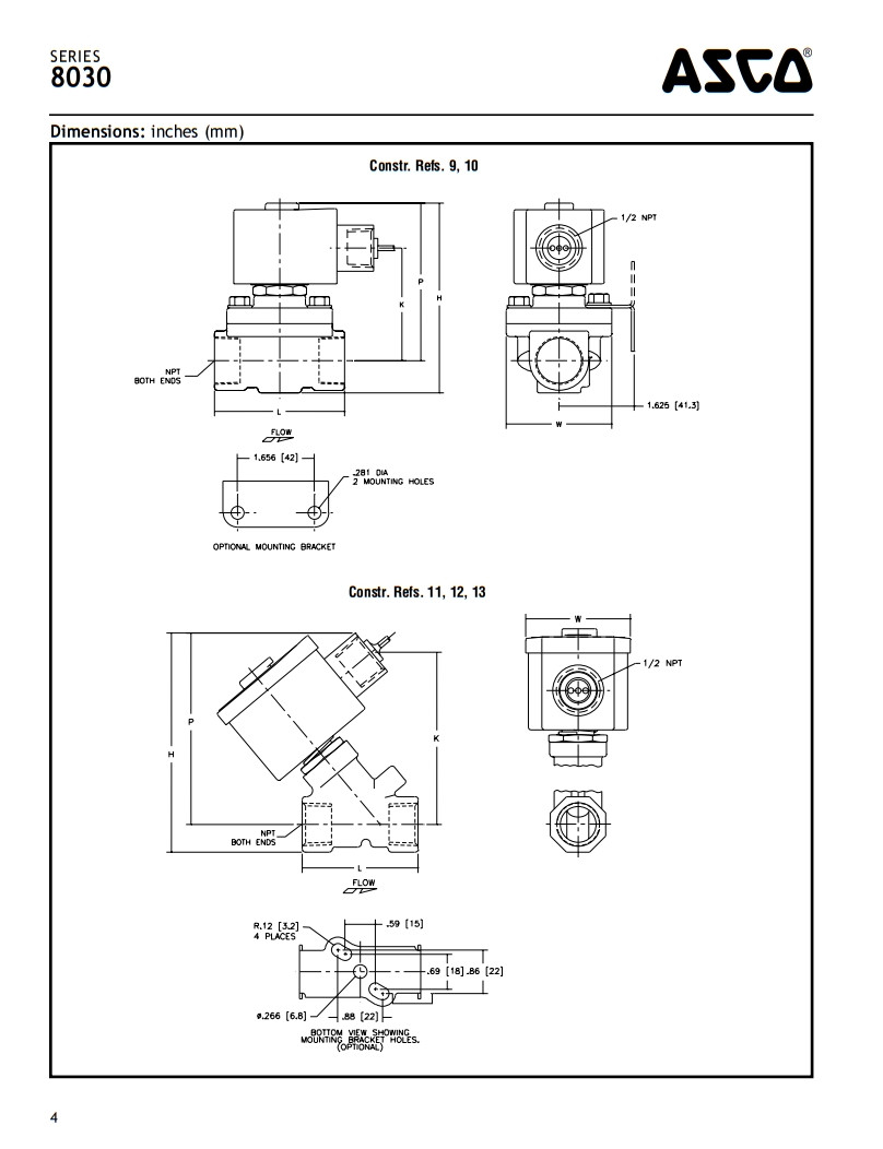 8030 Series ASCO 2 Position 2 Way Solenoid Valve Normally Open Version For Gas Venting