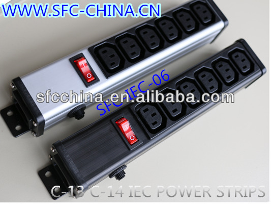 power strip with inlet IEC 320 C14/ 6outlets IEC 320 C13