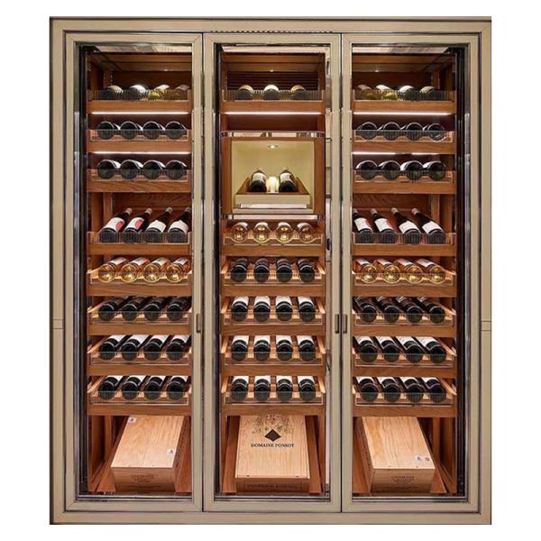 Quality Stainless Steel Wine Cabinet With Glass Door Luxury Freestanding Wine Rack Cabinet for sale