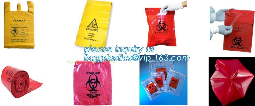 LDPE biohazard waste bin bags disposable medical autoclave bags, biohazard specimen bag plastic adhesive flat bag, bagea