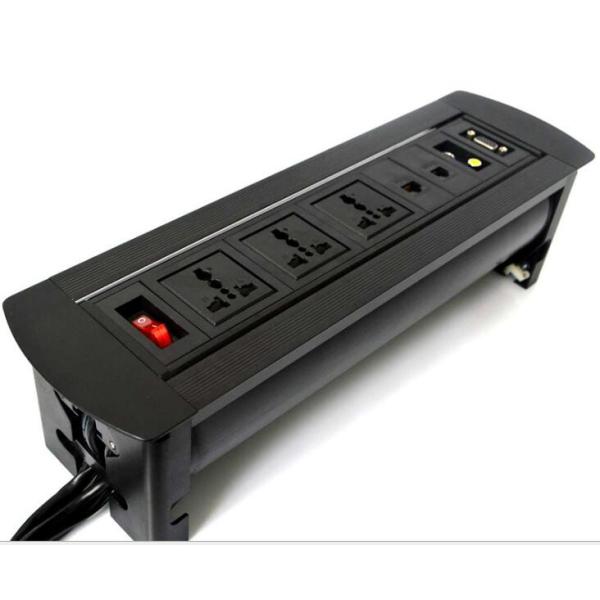 Manual Flip Up Electrical Outlet / Hidden Multimedia Desktop Socket