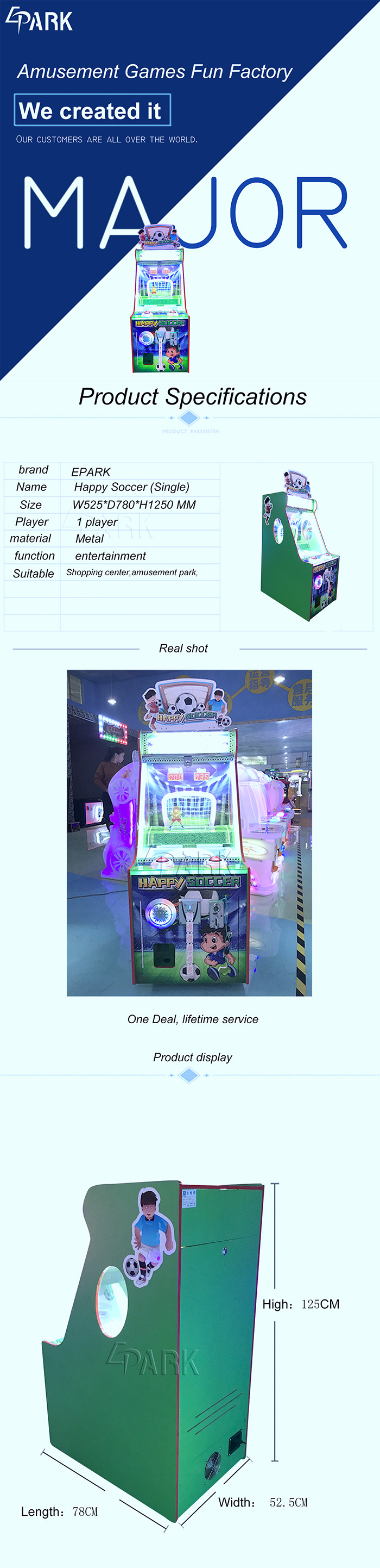 Indoor 1 Player Kids Coin Operated Game Machine / Happy Football Board Game for FEC