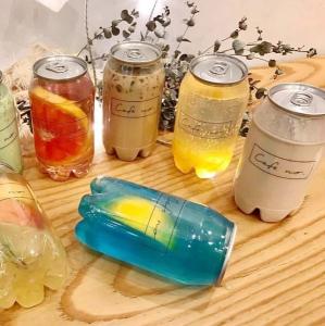 China Bpa Free 330ml Pet Plastic Beverage Bottles Can For Boba Tea Wine Eco Friendly wholesale