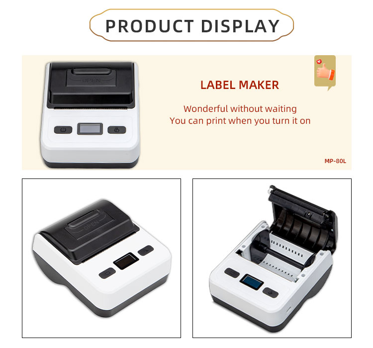 80mm Thermal Printer for Label Stickers Barcode Shipping iOS/Android Handheld Mobile POS