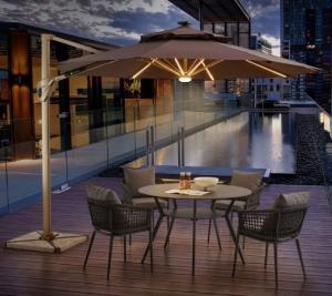 Sun Outdoor Aluminum Beach Umbrella LED Light Parasol 2.7M