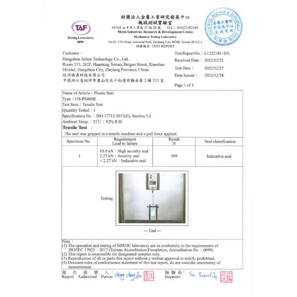 400mm Pull Tight Plastic Security Seal with 380 N Tensile Strength and PP Stainless Steel Material for Tamper Evident Security
