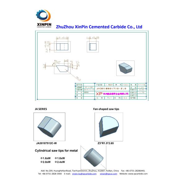 Saw Blade Carbide No Broken Tooth Cemented Carbide Saw Tips Cylindrical Electroplated Nickel Coating
