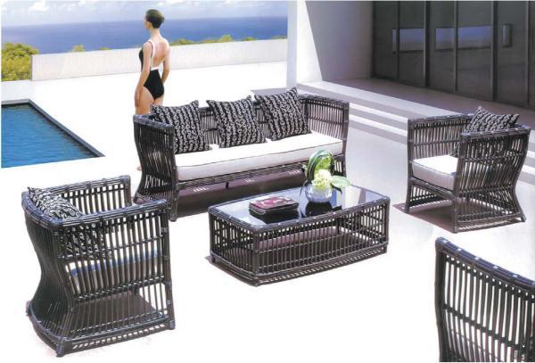 Quality YLX-RN-005 Rattan Sofa Chair and Table sets on Swim Pool for sale
