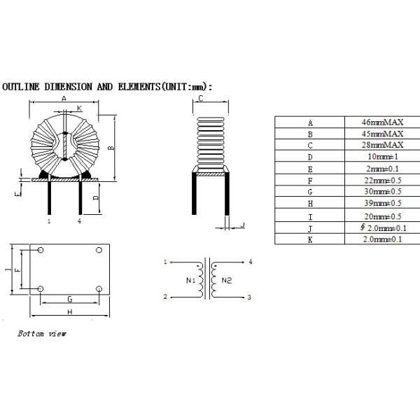 Magnetic Core High Frequency Common Mode Choke Iron Powder Core 2.0mm Wire Winding