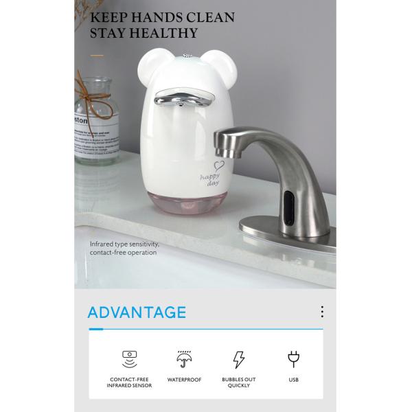 1800mAh Cute Automatic Soap Dispenser PETG Infrared Motion Detector