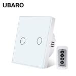 EU 86 Type Tempered Glass Panel Home Devices Wireless Remote Switch White 2