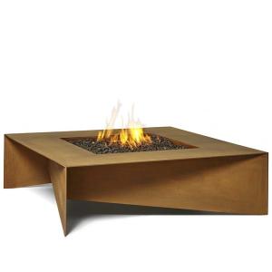 72 Inch Modern Rusty Rectangular Fold Corten Steel Gas Fire Pit Table