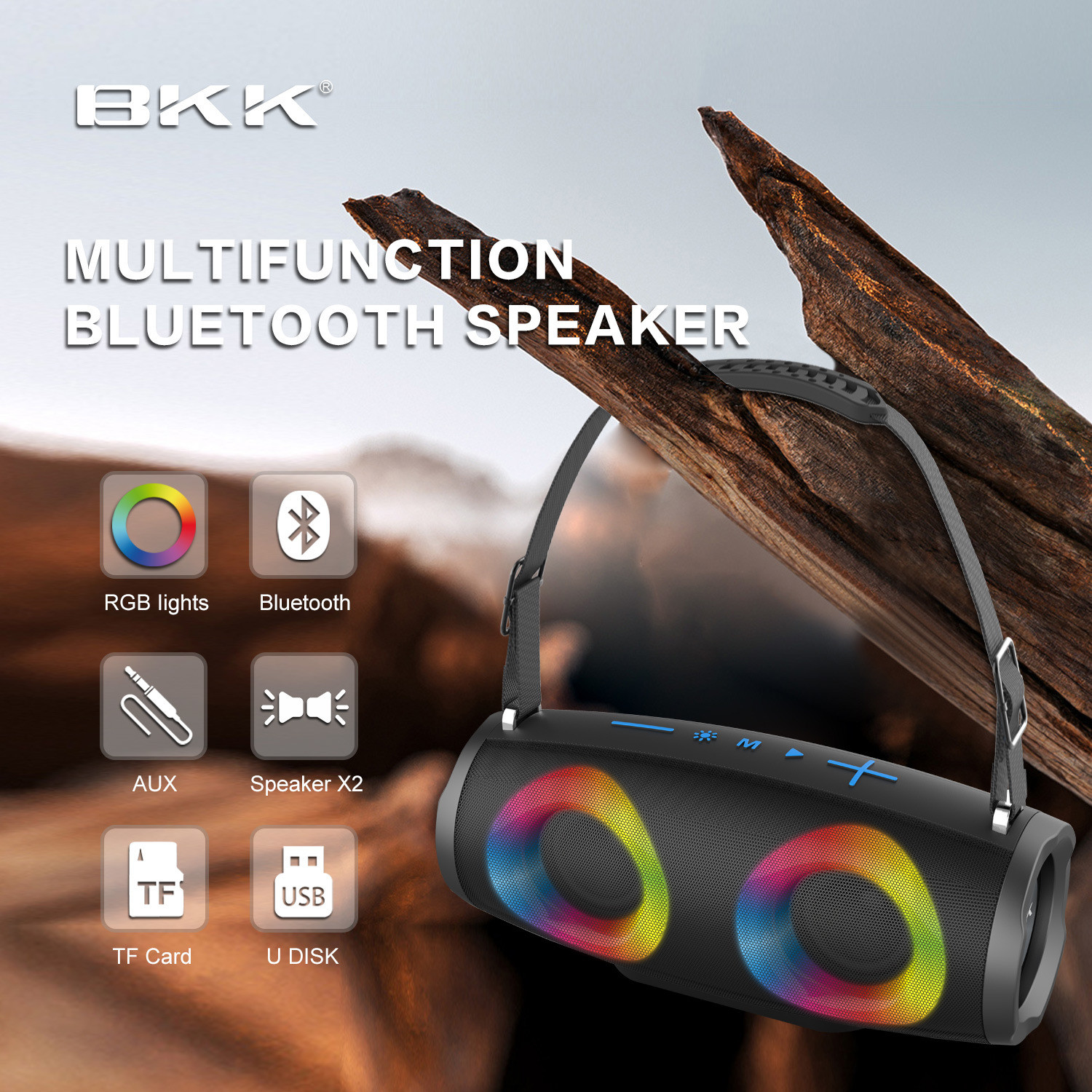 RGB Battery Powered Wireless Portable Bluetooth Speakers With Aux Input TF Card