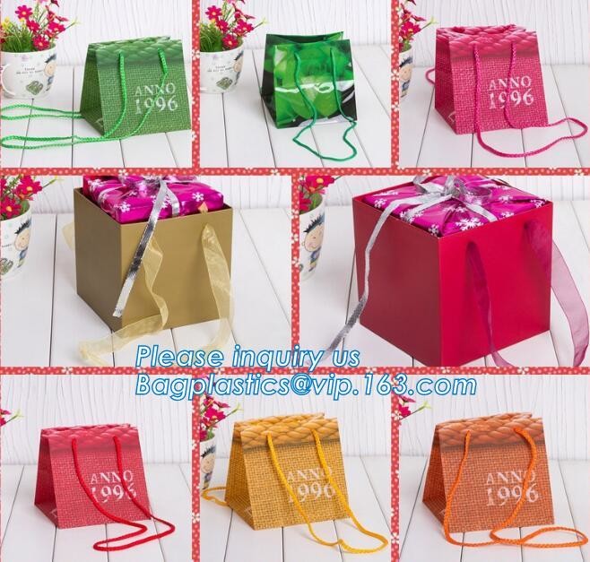 Custom paper bag with handle coated white paper bag printing pattern flower carrier bag,Flower carrier paper bags with d