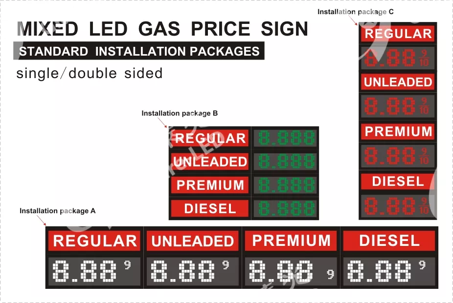 110/230V AC Power Input LED Display for Gas Stations 42 inch 8.889/10 LED Gas Changer