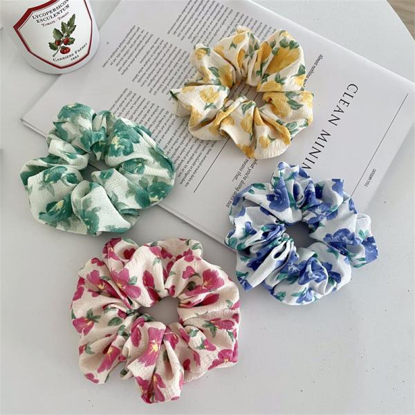Summer fresh flower hair accessorie brocaded hair bands headwear wholesale ins kids hair rope OEM logo words