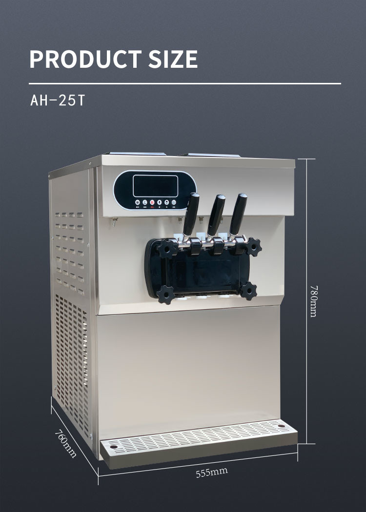 36l Tabletop Commercial Soft Serve Ice Cream Machine 3 Flavor Ice Cream Cone Maker