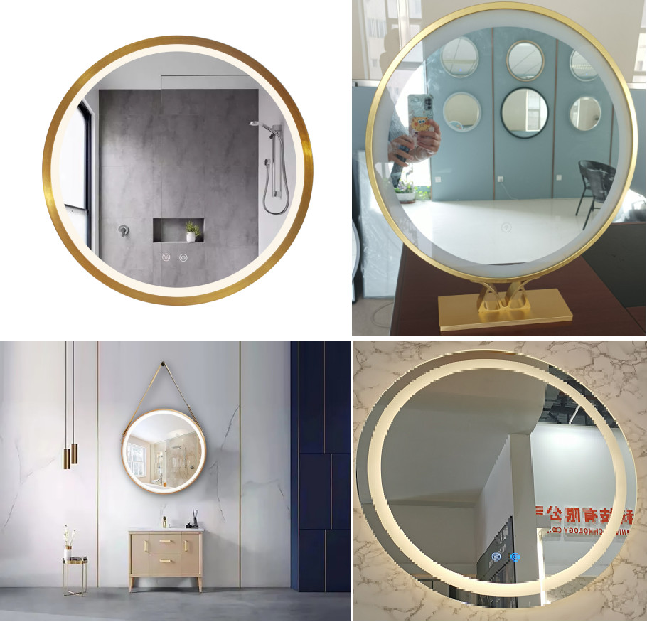60cm Dia Aluminum Frame Bathroom Mirror Clear Reflection Effect