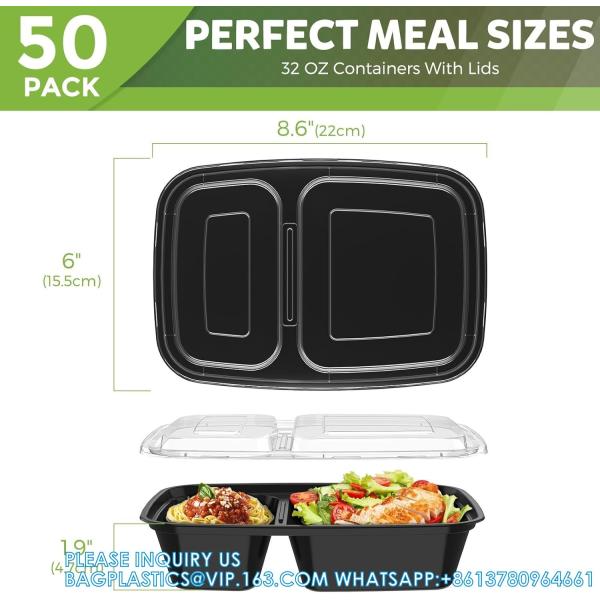Microwave Safe,Extra Large &Thick Food Storage Containers With Lids,Durable Bento Boxes, Stackable,Dishwasher