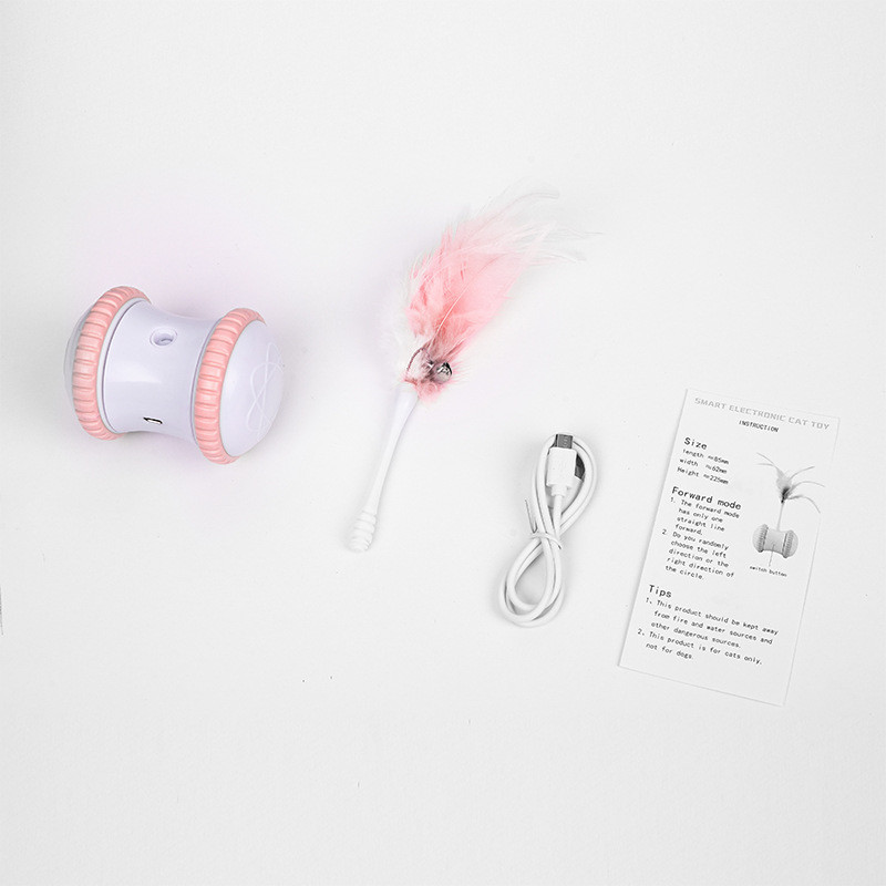 Electronic Intelligent Cat Tumbler Toy With Feather