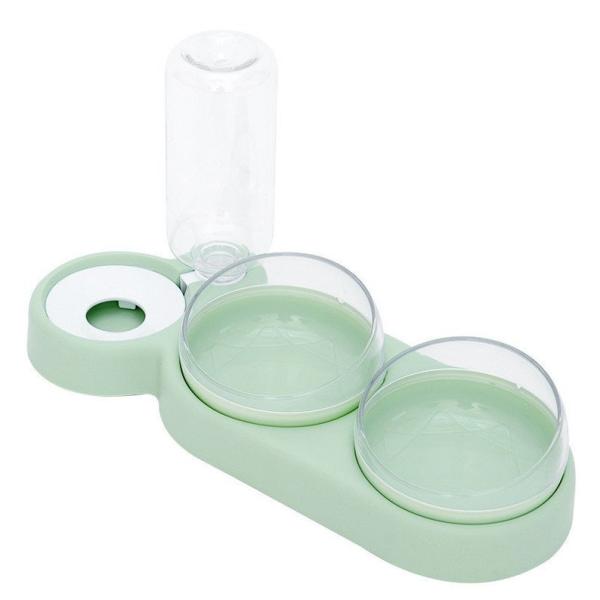 Quality 500ml Plastic Automatic Pet Feeder Bowl Raised Stand Double Bowl Pet Feeder for sale