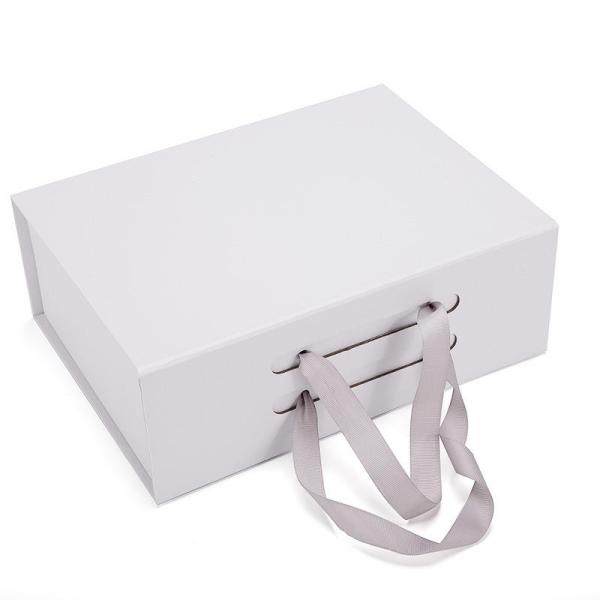 38*27.5*13.5cm Custom Fancy Design Paper Foldable Magnetic Gift Box with Ribbon Handle