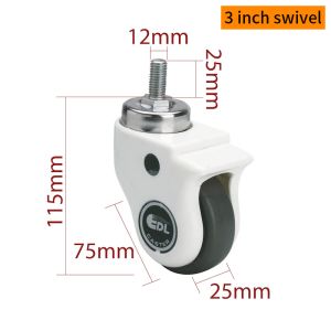 China Light Duty Medical Caster Wheels 3 Inch 75mm Medical Device Caster E373-57 on sale