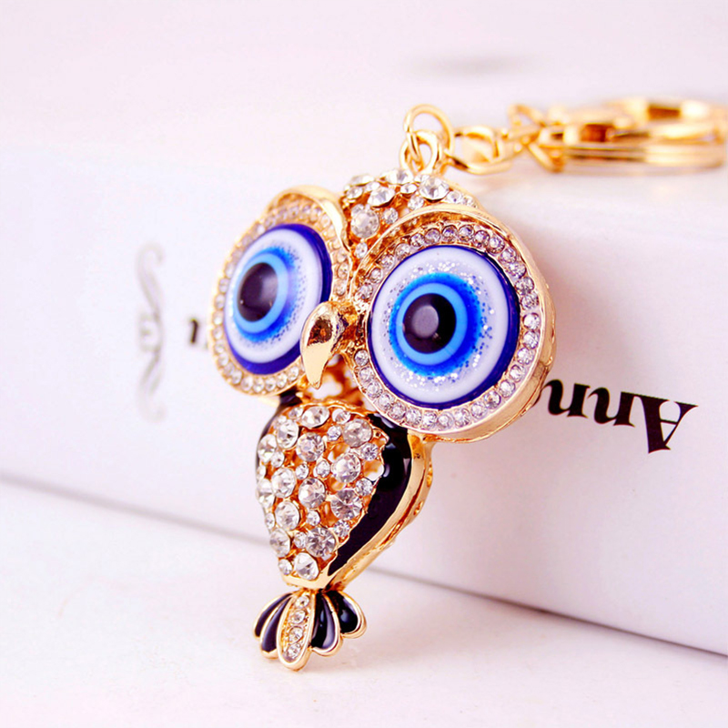 Owl Personalized Bling Wristlet Keychain 50mm Irregular Shaped