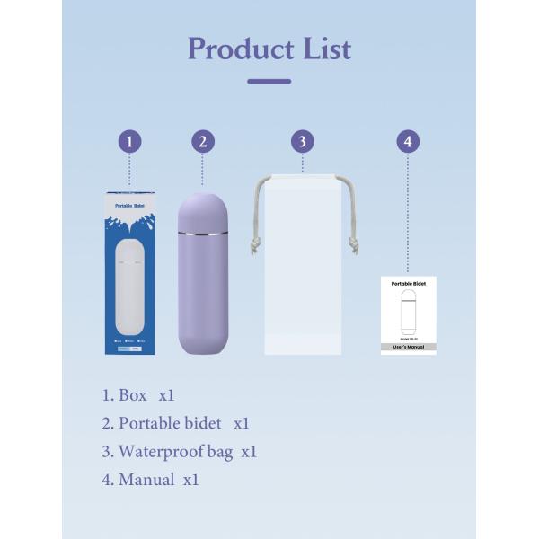 Lightweight White Portable Bidet Spray ABS EVA PP Material