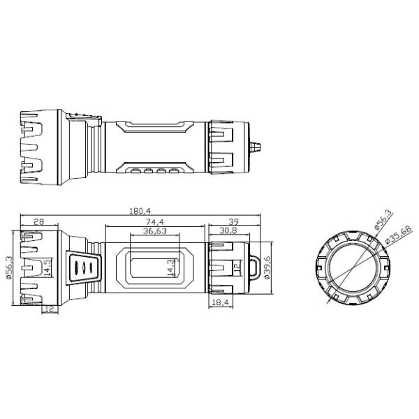 Robust IP66 5W LED Rechargeable Flashlight With SOS Mode