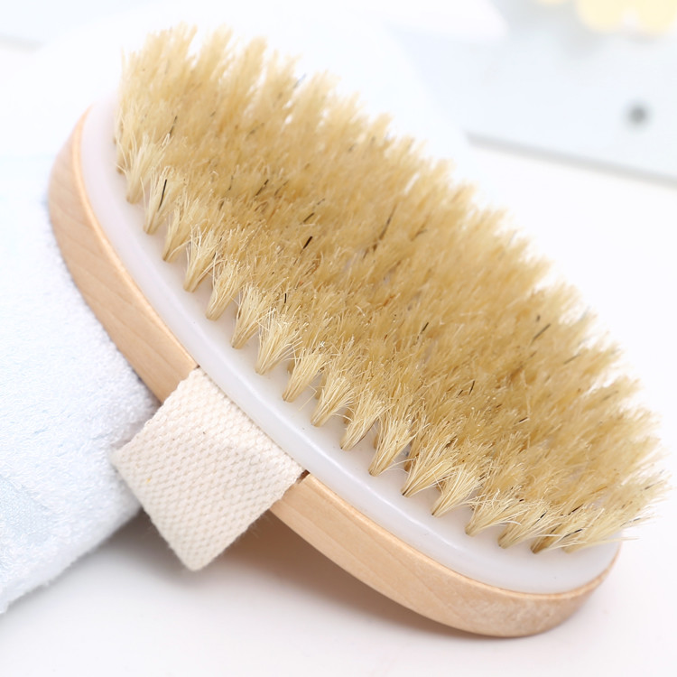 Spa Body Brush Soft Natural Bristle Shower Brushes Wooden Bath Shower Bristle Brush