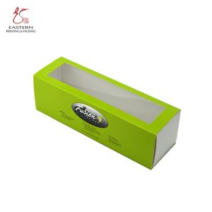 CMYK Printed Sliding Macaron Paper Boxes With PVC Window