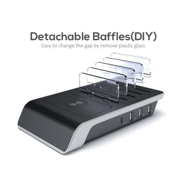 5 In 1 45W Type C USB QC QI Wireless Charging Station