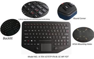 China IP65 Wireless Bluetooth Industrial Keyboard Robust ABS With Touchpad Backlit wholesale