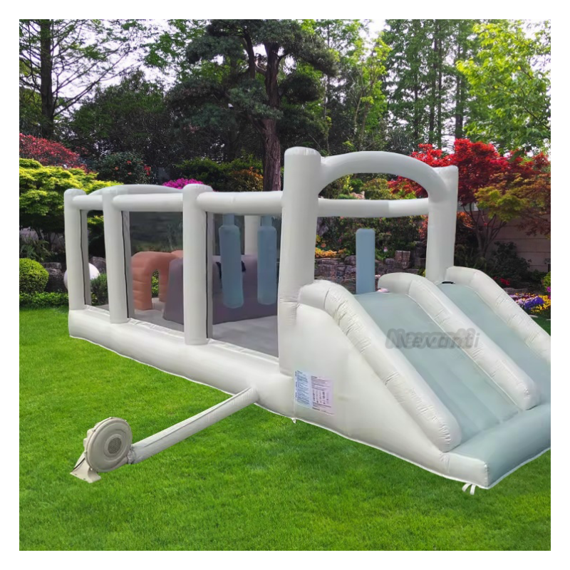 White Inflatable Obstacle Course for Adult Water Play Game Accessory Supply