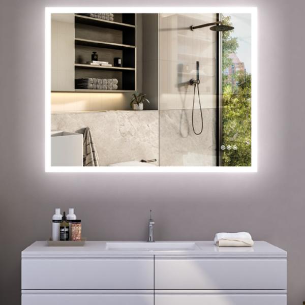 Quality Tempered Touch Frameless Bathroom Mirror With LED Lighting And Defogger for sale