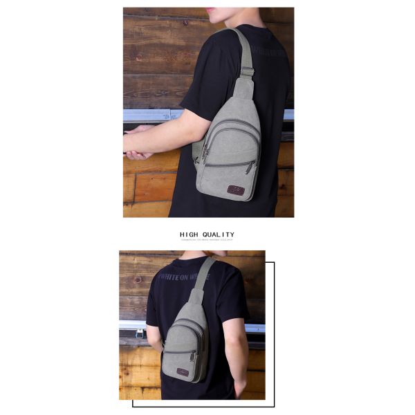 Men Sling Crossbody Bag Sports Chest Picnic Canvas Messenger Bag