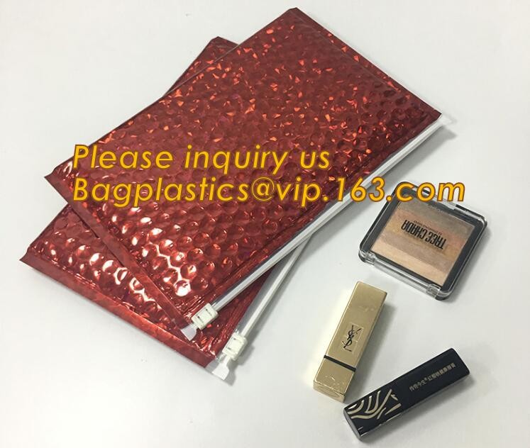 Cosmetic Slider Zip lockk Bubble Bags Bubble Slide Pouch,Zip lockk esd bubble bag bubble packaging wrap cosmetic pouch slide