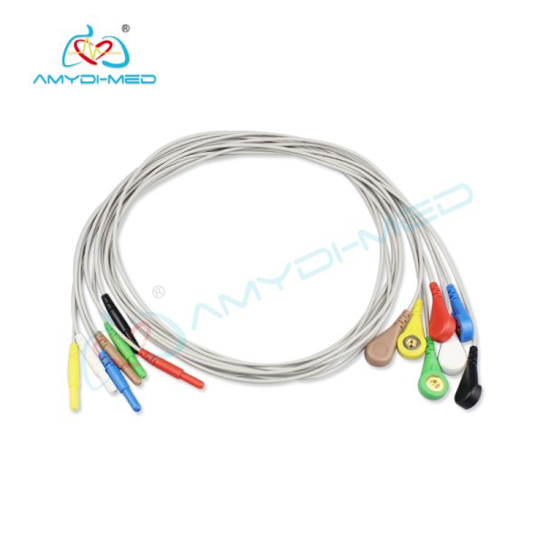 MEIGAOYI Compatible Ecg Cable Din Type 1.35-1.6Mm 7 Lead Snap Holter Recorder Ecg Lead Wires