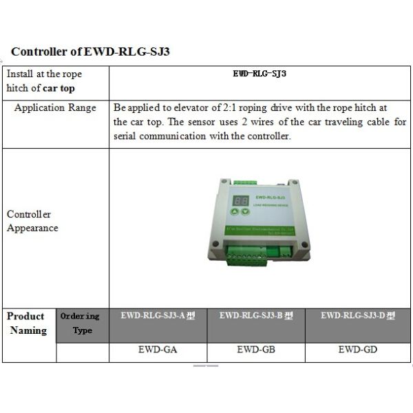 Elevator components elevator load weighing device EWD-RLG-SJ3